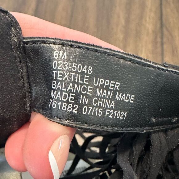 a.n.a |  Black Terry Fringe Heels size 6 - Picture 8 of 8